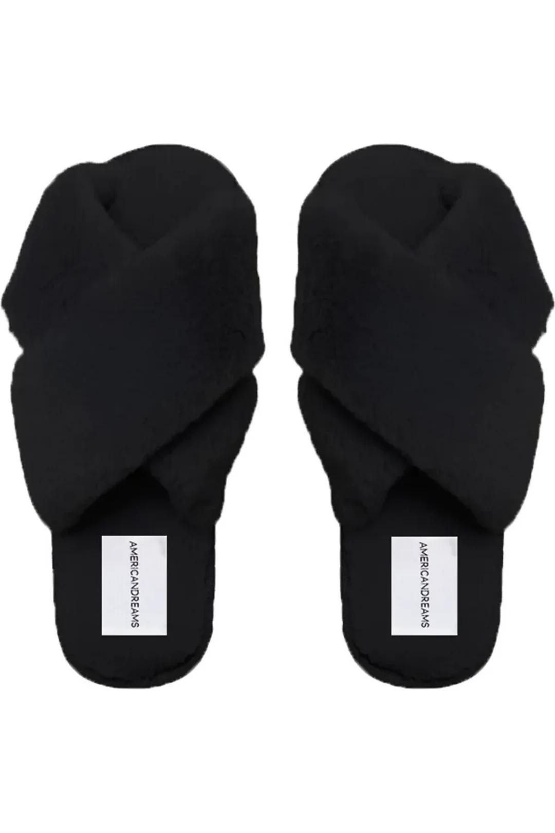 Lou Faux Fur Slippers Black Americandreams