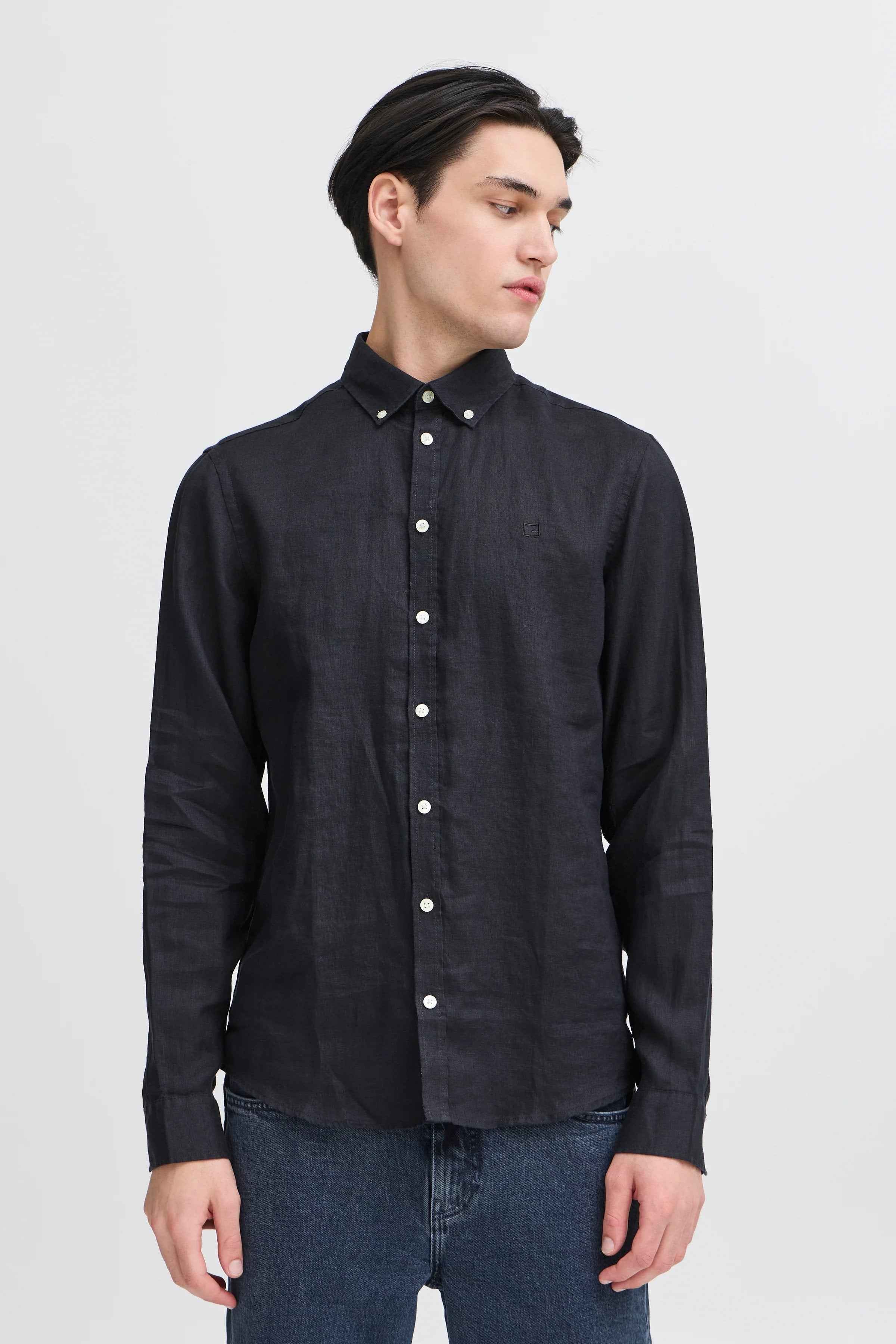 Anton LS Fil A Fil Shirt - Navy Casual Friday