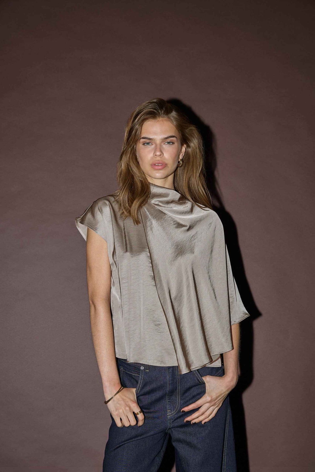 IdunCC Cape SS Blouse - Walnut