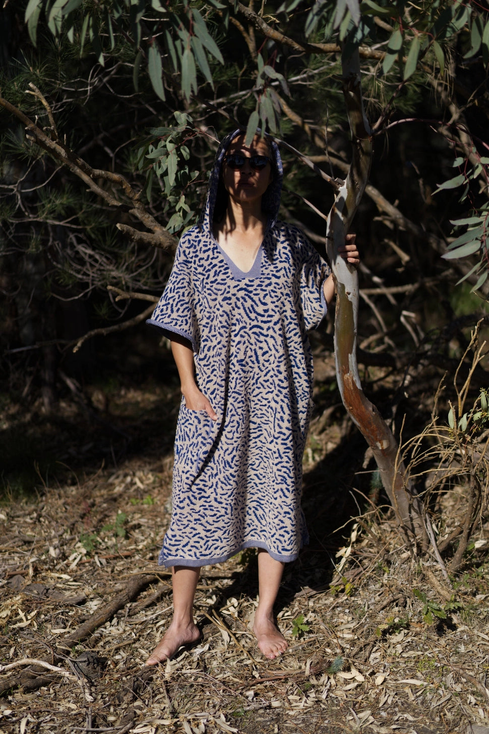 Worm Surf Poncho | Electric Blue towel.studio