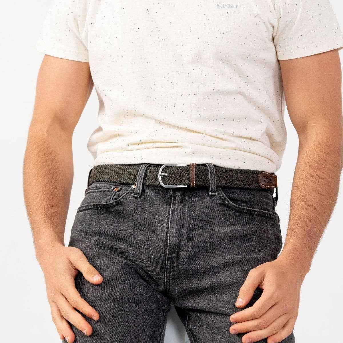 Elastic Braided Belt Khaki Green BILLYBELT