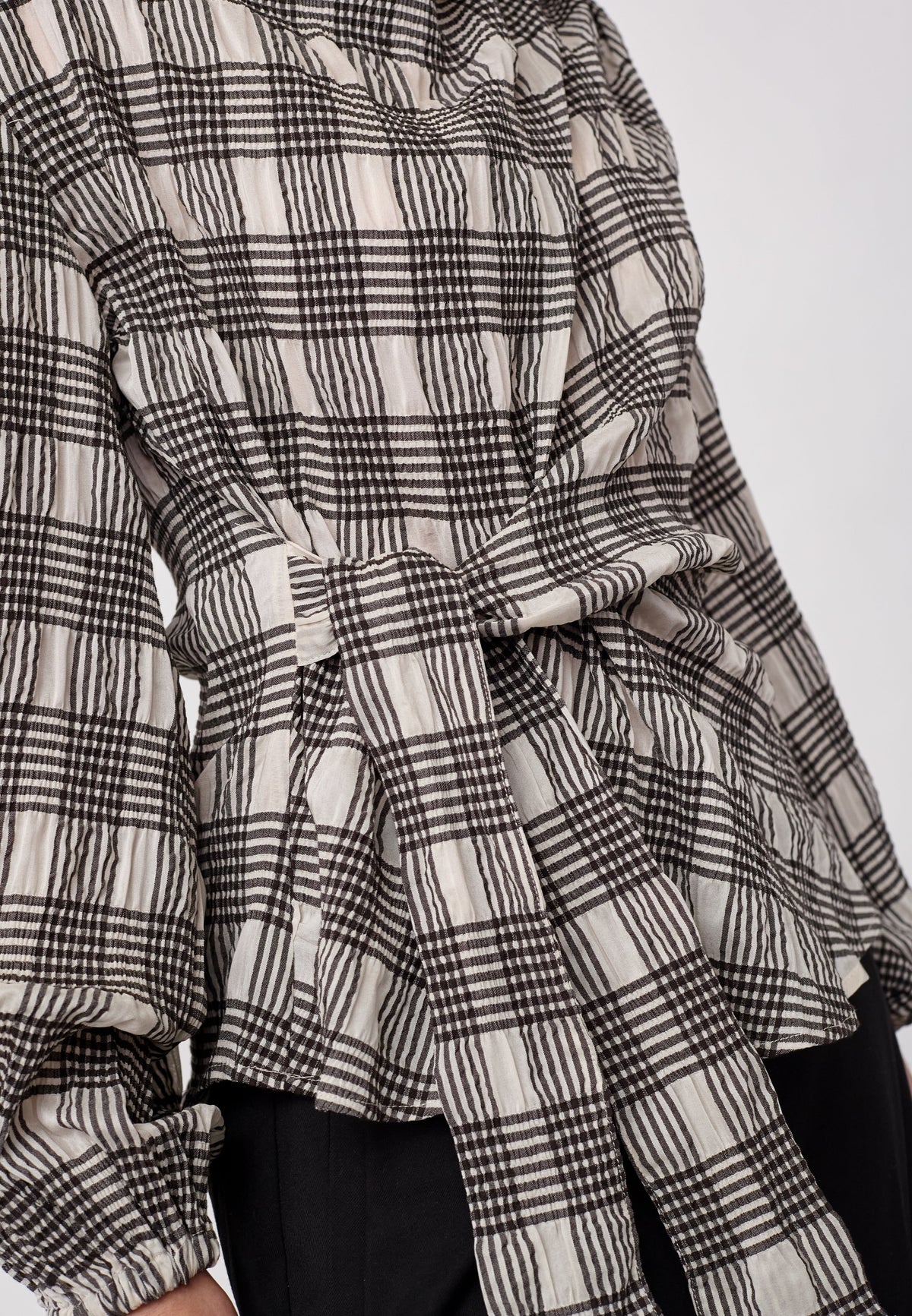 Co'couture ChandlerCC Check Tie Blouse, väriltään Bone
