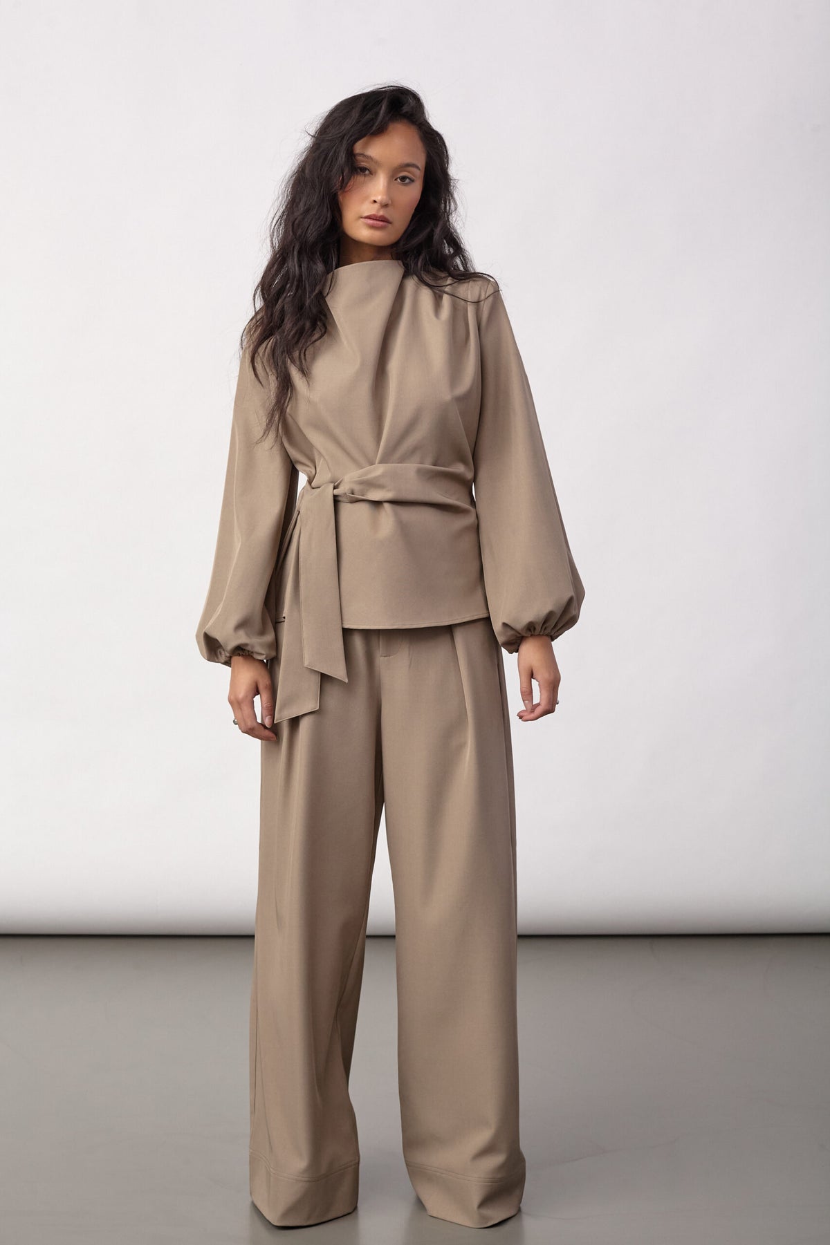 Co'couture LunaCC Tie Blouse, väriltään Taupe