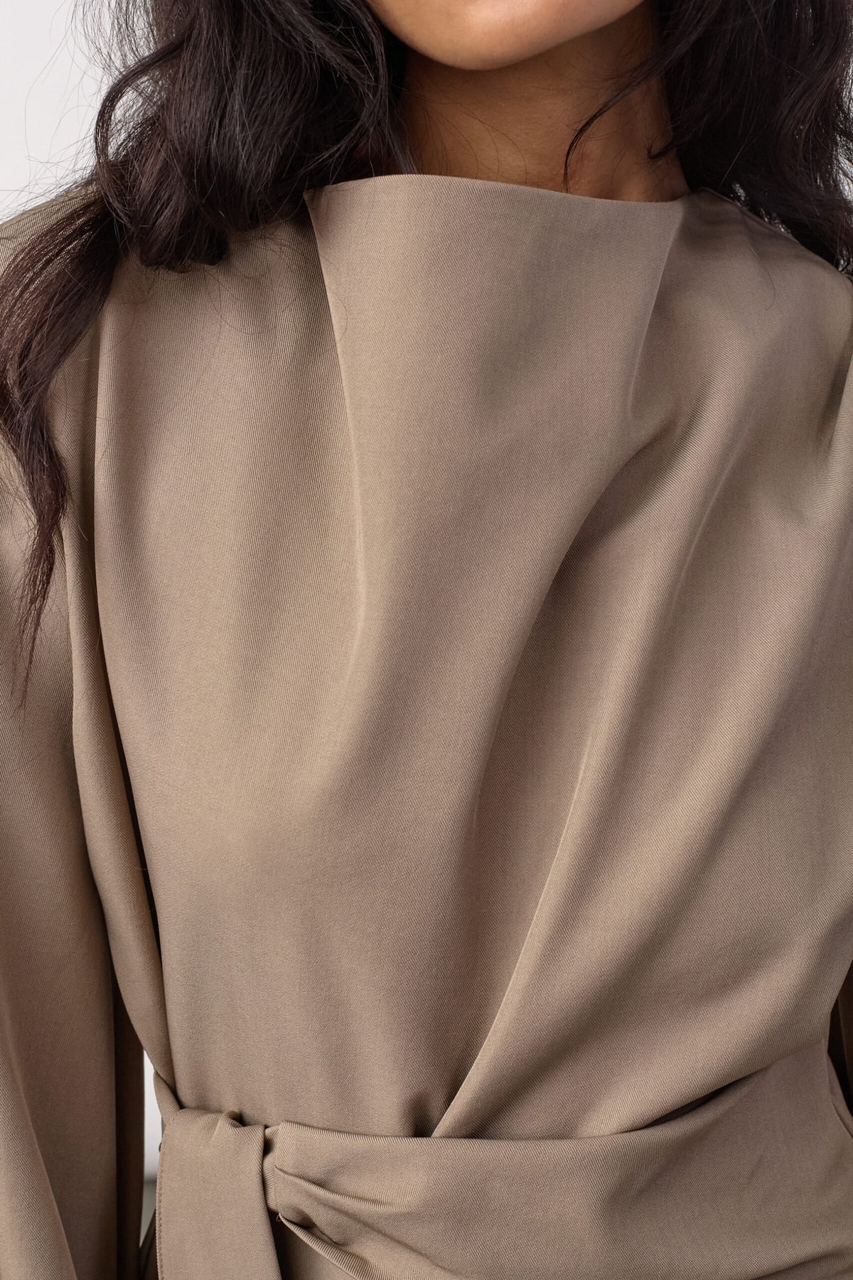 Co'couture LunaCC Tie Blouse, väriltään Taupe