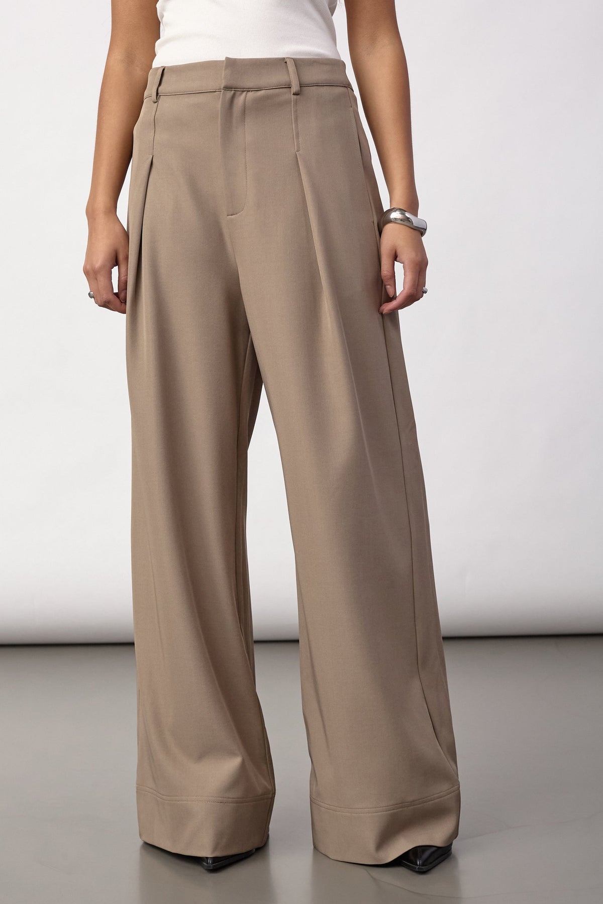 Co'couture LunaCC Pleat Pant, väriltään Taupe