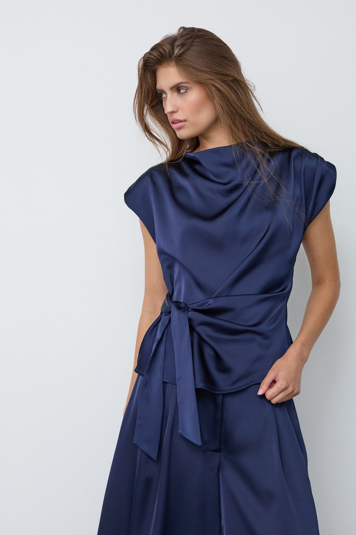 SafiraCC Pleat Top hihaton toppi laivastonsininen – Co'couture naisten toppi, RAGS Oulu (1/4)