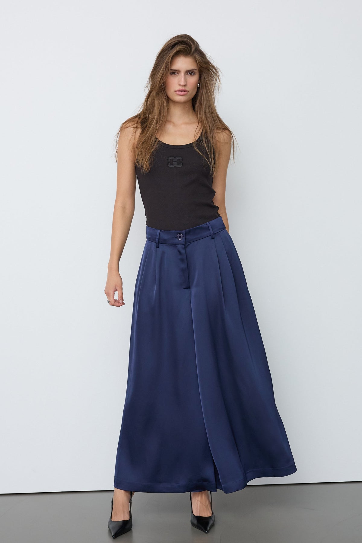 SafiraCC Skirt Pant leveälahkeiset housut laivastonsininen – Co'couture naisten housut, RAGS Oulu (3/4)