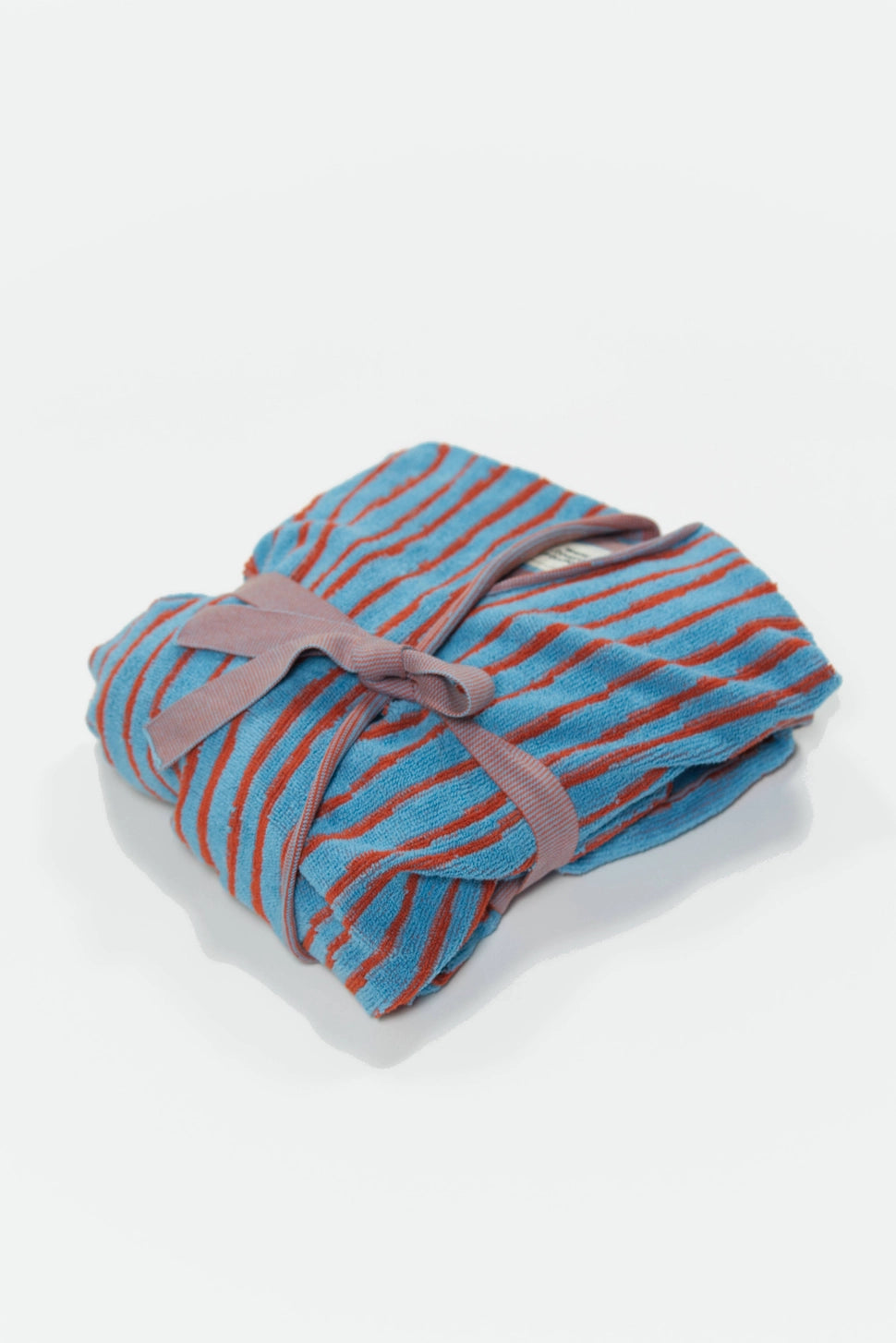 Knitted Bathrobe | Sky & Brick | Stripe towel.studio