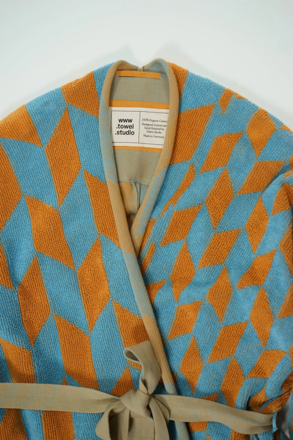 Knitted Bathrobe | Caramel & Sky | Arrow Tail towel.studio