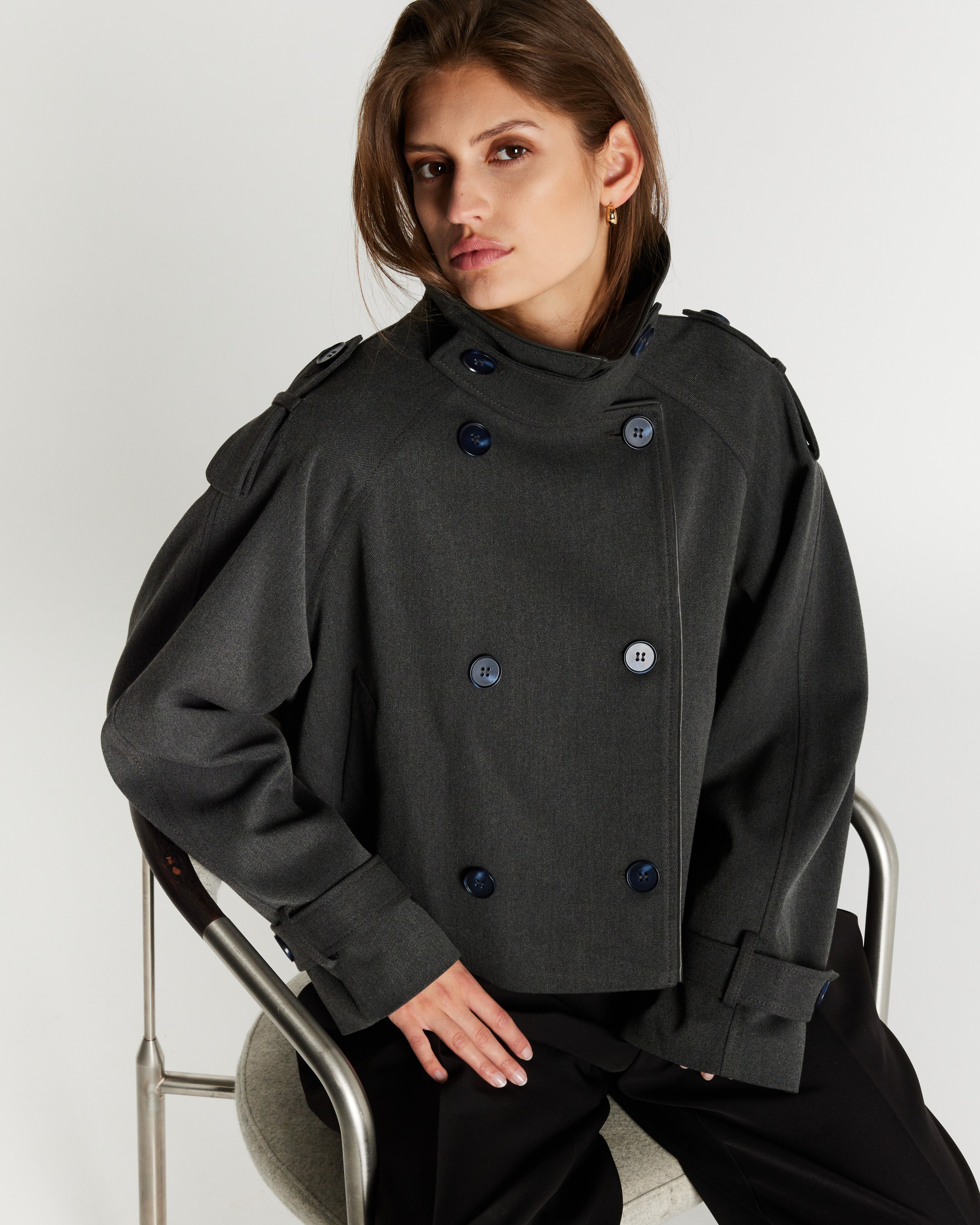 Bruuns Bazaar Trenchcoat OncocaBBShort, väriltään Grey