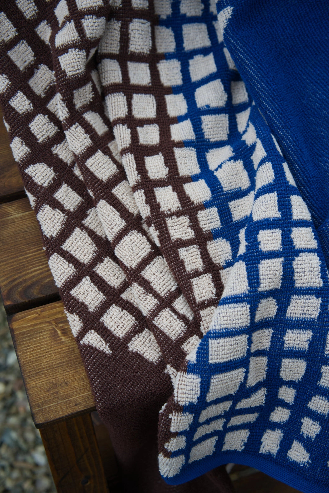 Bold Grid Blanket Towel | Blue Moon towel.studio
