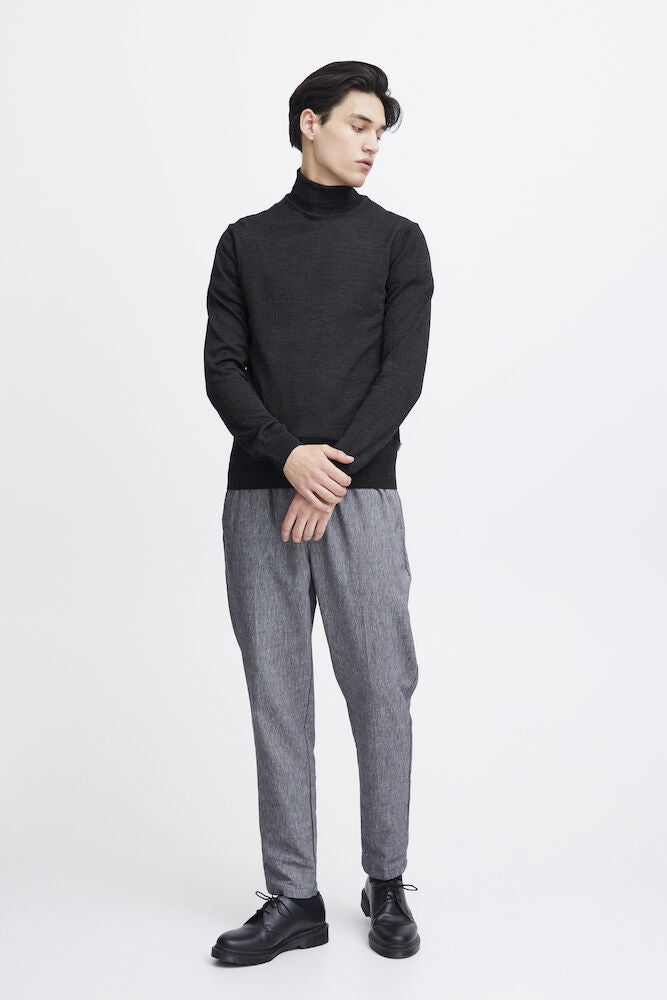 Casual Friday CFKONRAD merinovillasekoitteinen rullakaulusneule miehille, väri Dark Grey Melange - RAGS Oulu