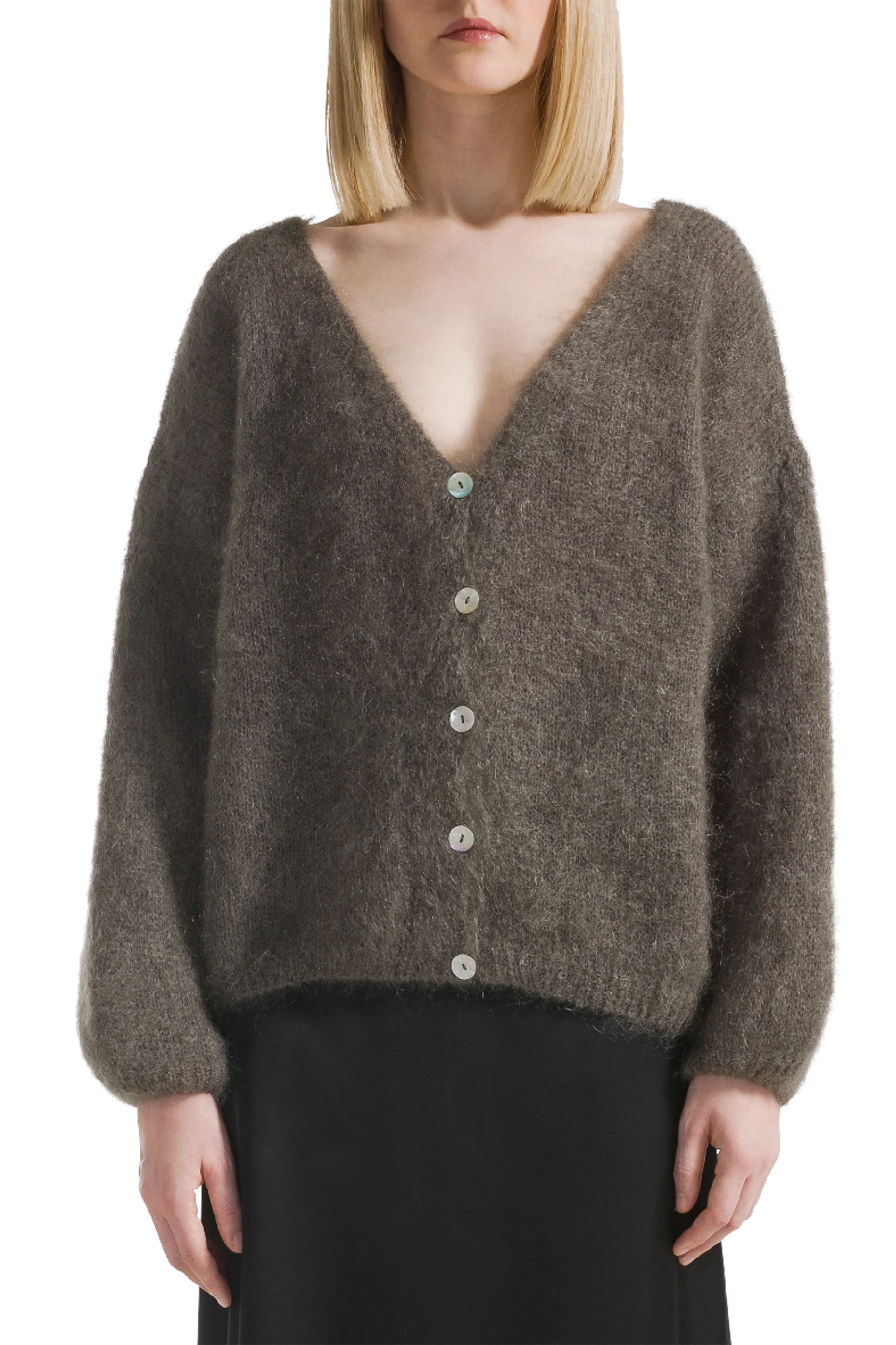 Cornelia LS Cardigan Dark Taupe Americandreams
