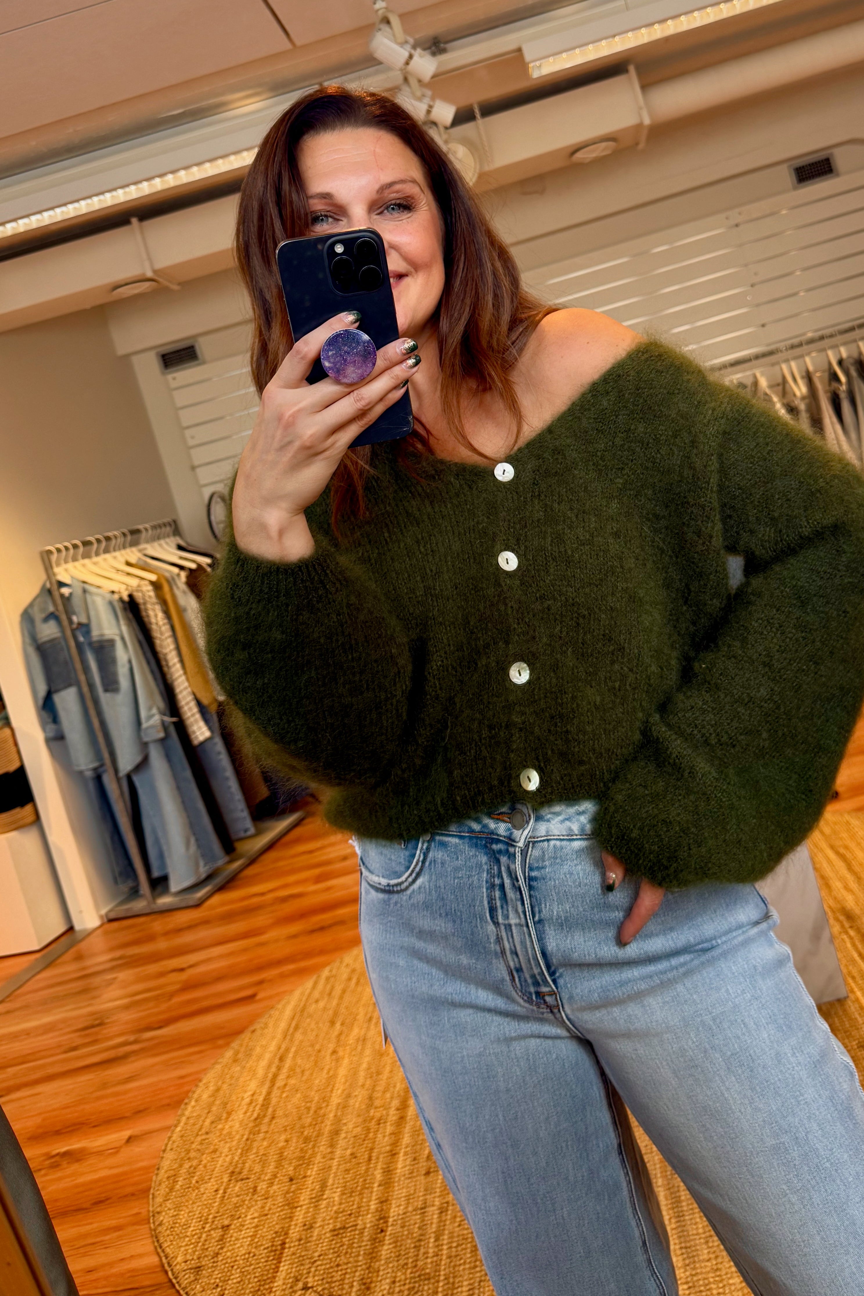 Cornelia Cropped Cardigan Seaweed Green Americandreams