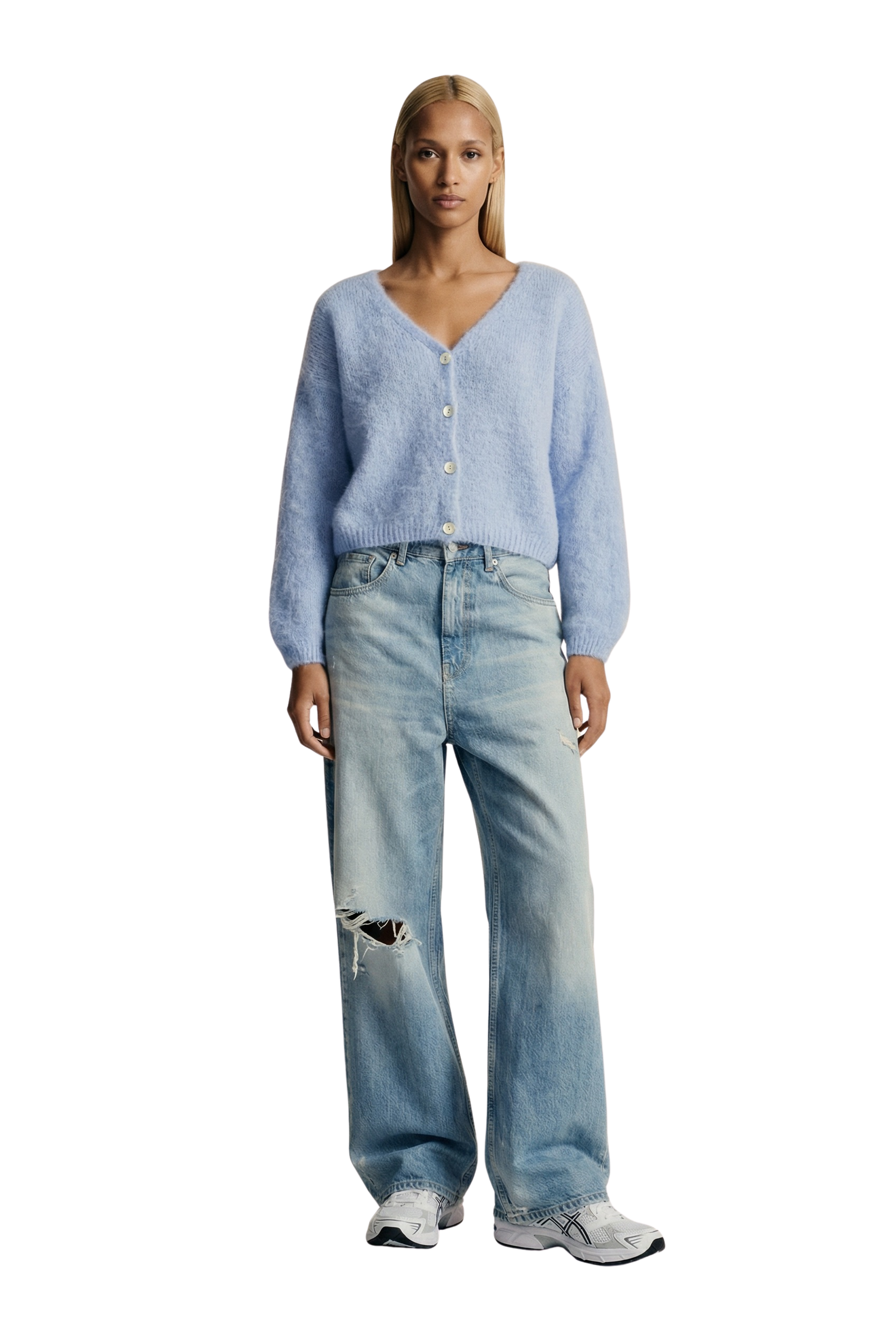 Cornelia Cropped Cardigan Light Blue Americandreams