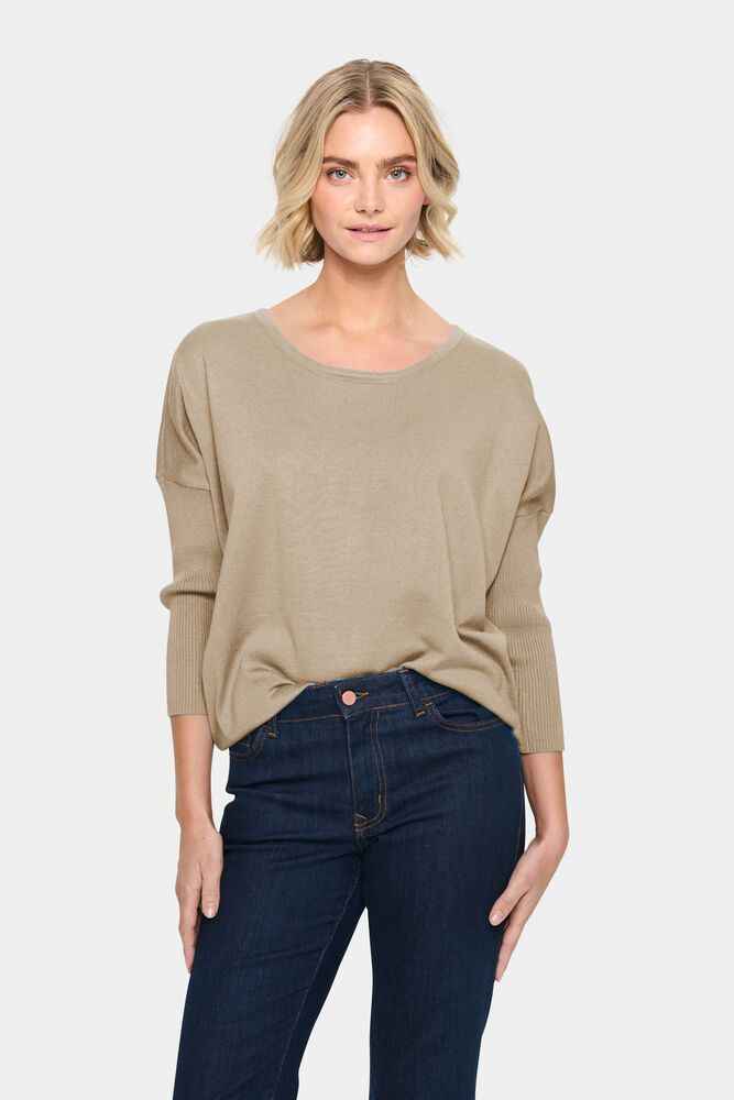 MilaSZ R-Neck Pullover - Plaza Taupe Mel Saint Tropez