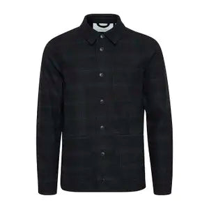 CFJEUX Checked Shacket - Dark Navy