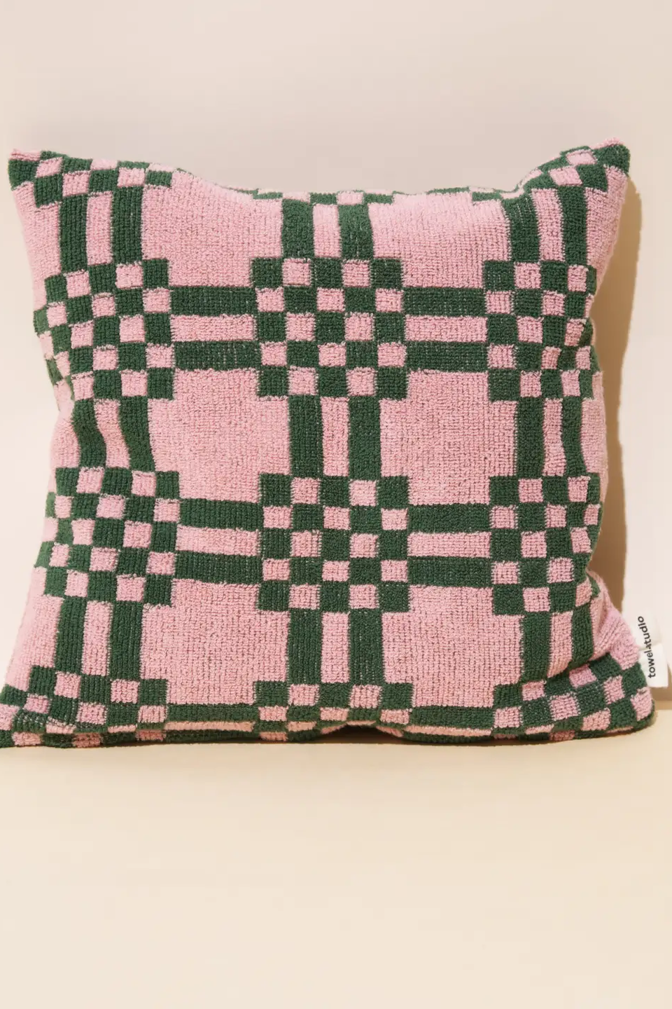 Weave Throw Pillow | Pink & Green towel.studio