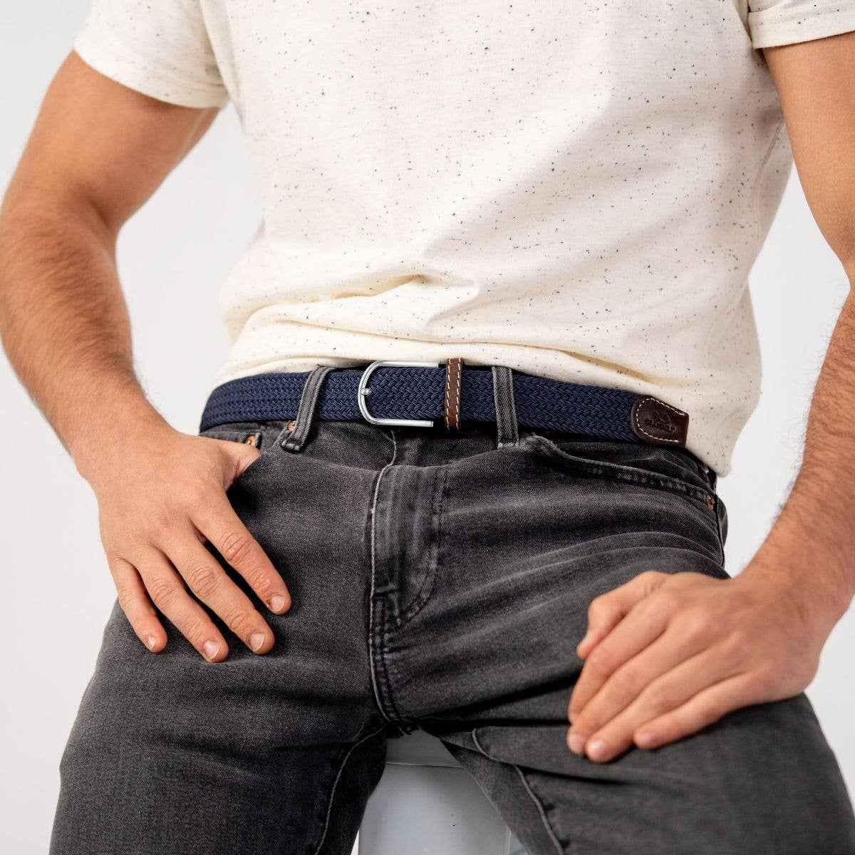 Slate Blue Elastic Braided Belt BILLYBELT