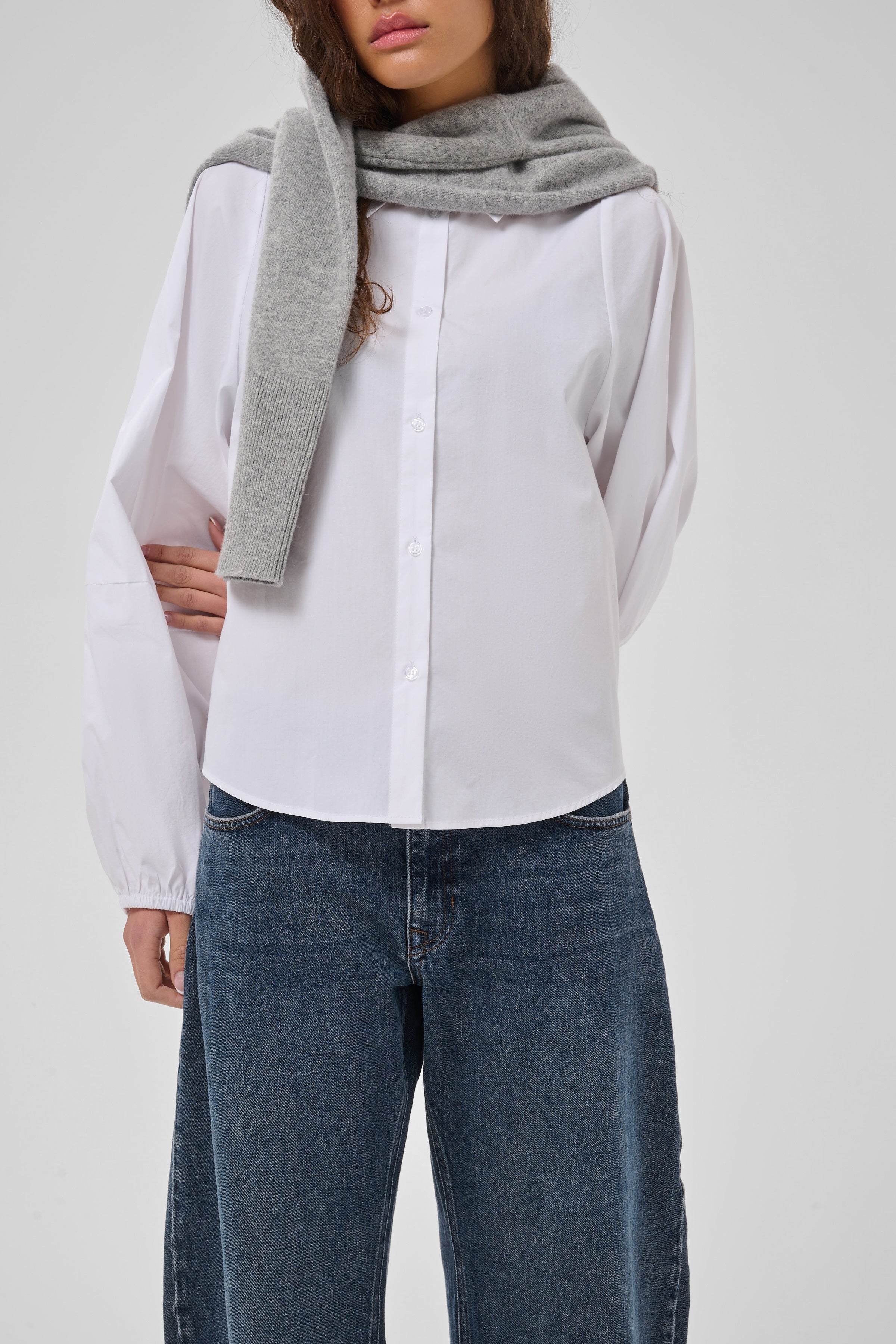 MWSunna Balloon Sleeve Shirt - Bright White