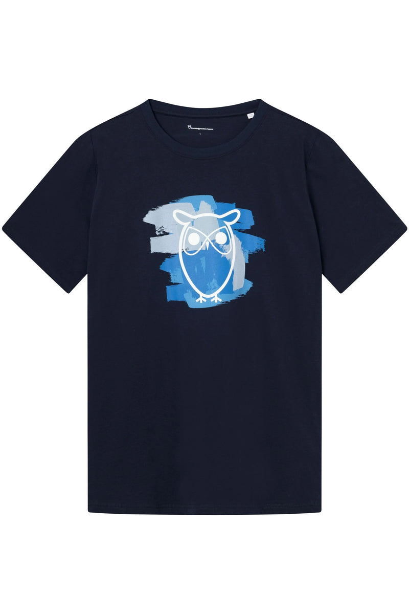 Owl Chest Print T-Shirt Night Sky