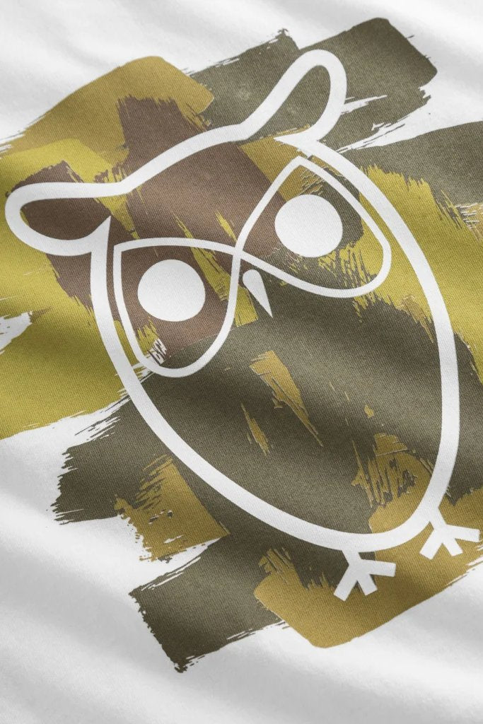Owl Chest Print T-Shirt Bright White