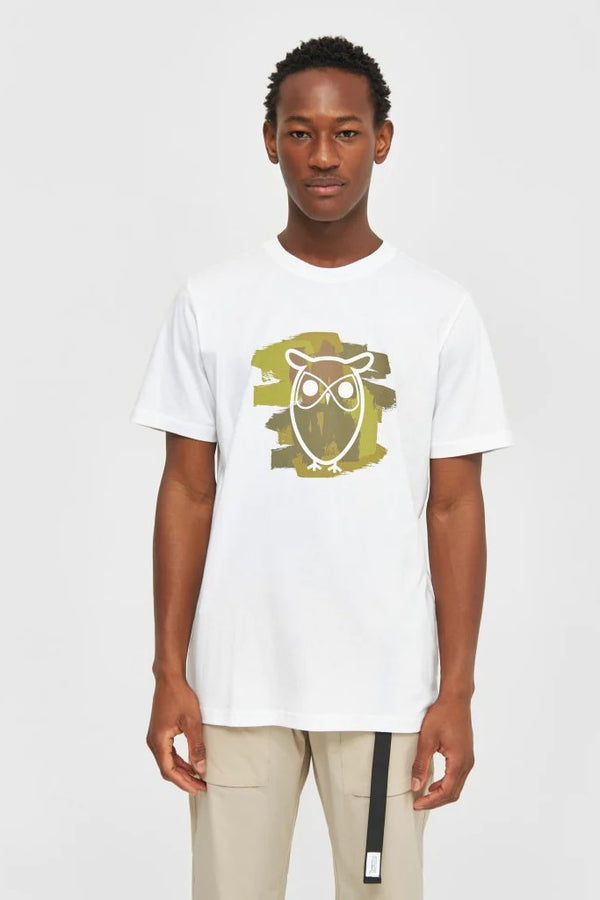 Owl Chest Print T-Shirt Bright White