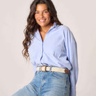 Women's plain elastic braided belt - Ecru BILLYBELT