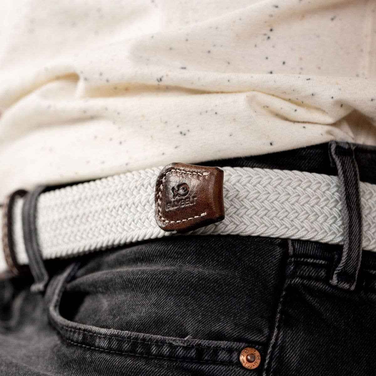 Coco White Braided Elastic Belt BILLYBELT