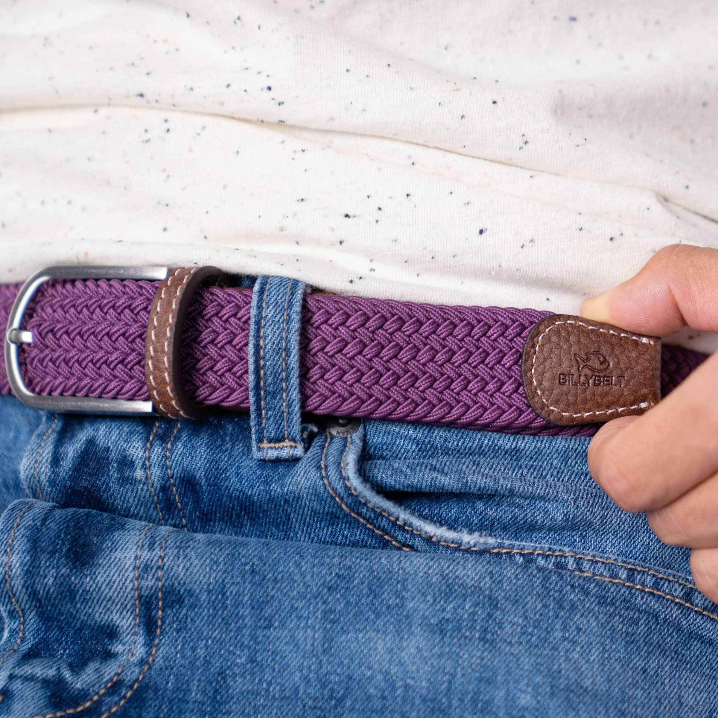 Elastic Braided Belt Plum BILLYBELT