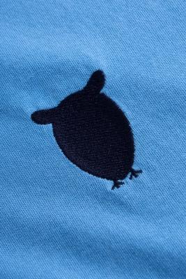 Owl Chest Embroidery T-Shirt Azura Blue