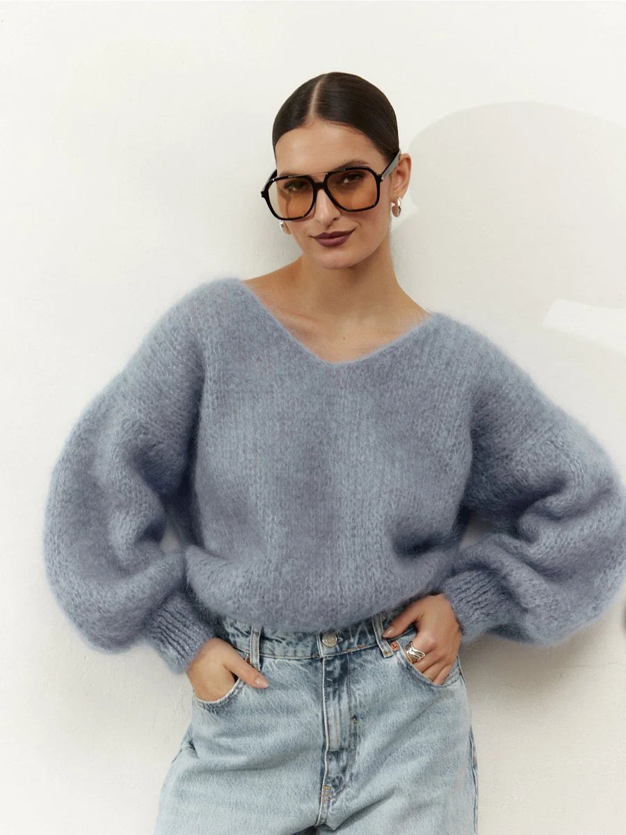 Milana LS Mohair Knit - Light Blue Americandreams