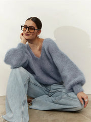 Milana LS Mohair Knit - Light Blue Americandreams