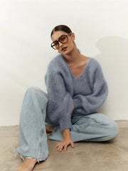 Milana LS Mohair Knit - Light Blue Americandreams