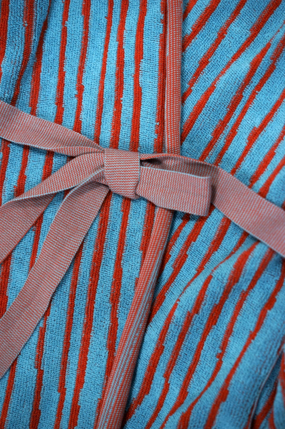 Knitted Bathrobe | Sky & Brick | Stripe towel.studio
