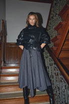 Co'couture EloraCC Check Asym Skirt, väriltään Dark Grey