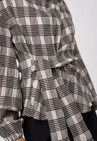 Co'couture ChandlerCC Check Tie Blouse, väriltään Bone