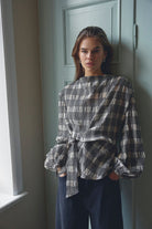 Co'couture ChandlerCC Check Tie Blouse, väriltään Bone