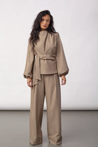 Co'couture LunaCC Tie Blouse, väriltään Taupe