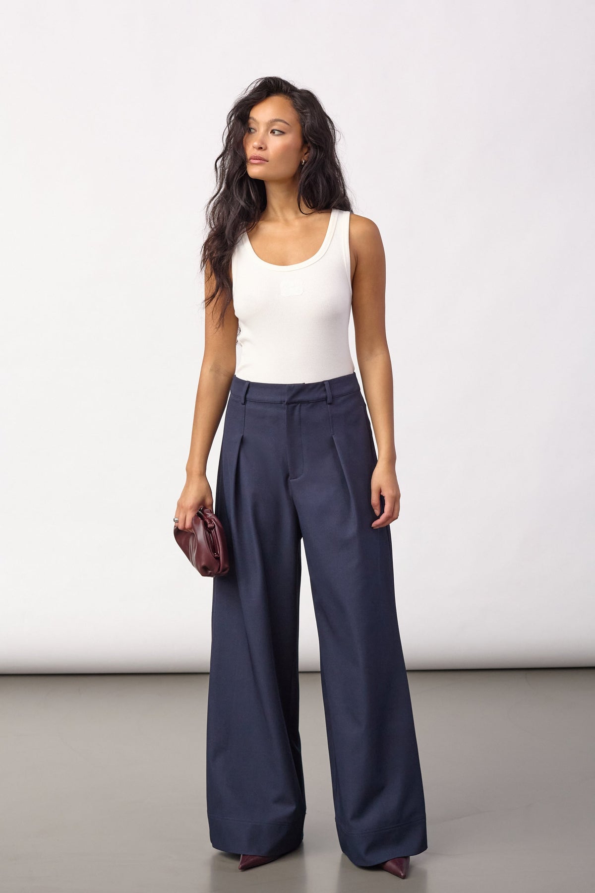 Co'couture LunaCC Pleat Pant, väriltään Navy