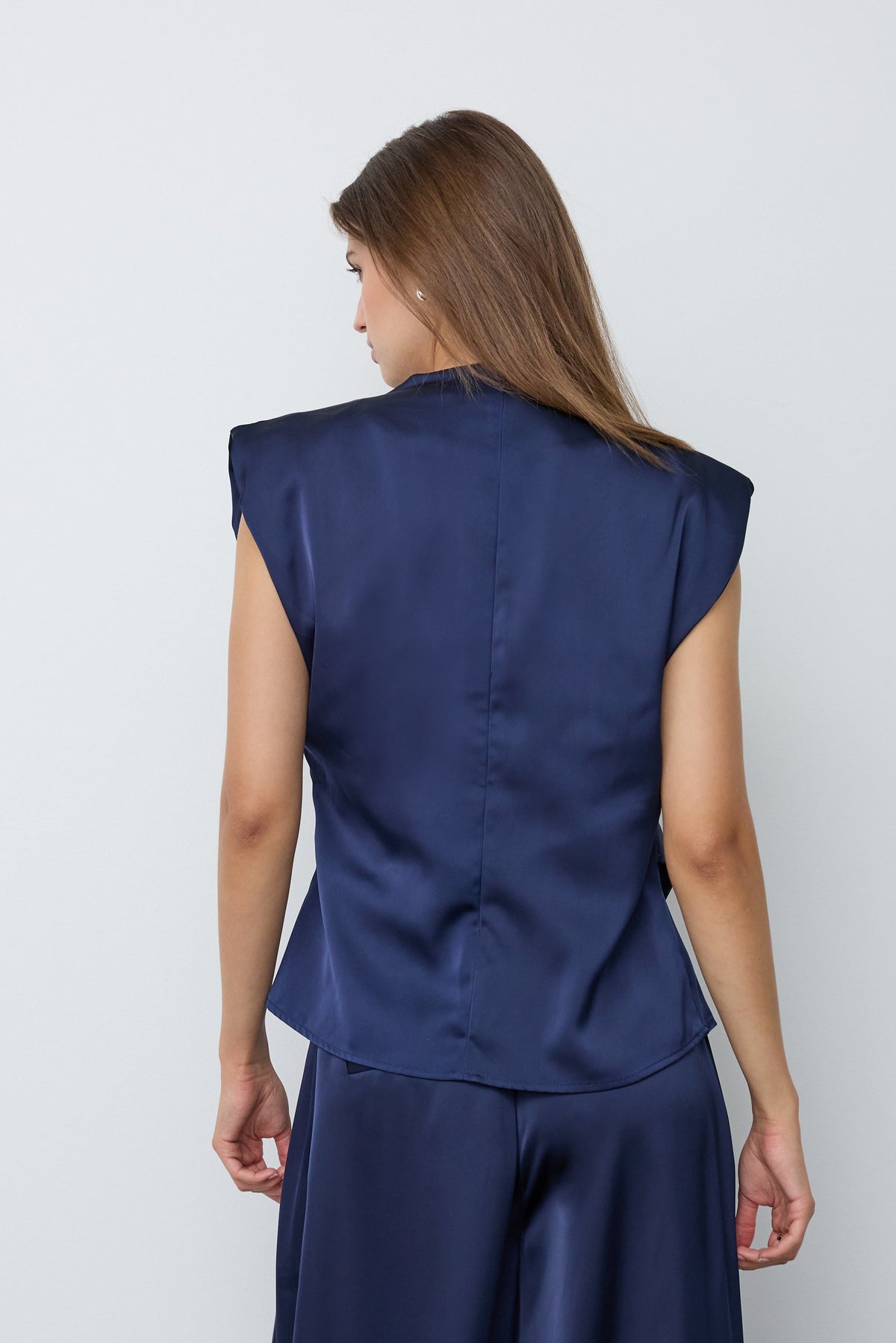 SafiraCC Pleat Top hihaton toppi laivastonsininen – Co'couture naisten toppi, RAGS Oulu (2/4)