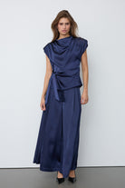SafiraCC Pleat Top hihaton toppi laivastonsininen – Co'couture naisten toppi, RAGS Oulu (3/4)
