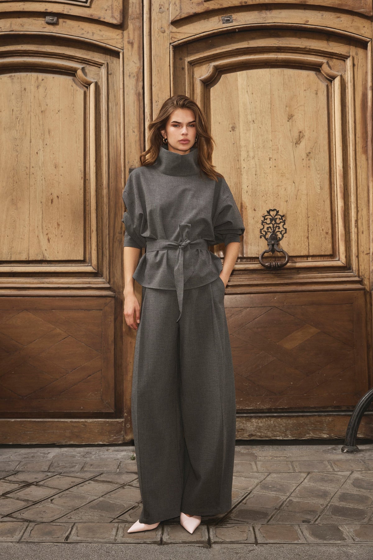 PriscillaCC Pleat Barrel Pant housut harmaa – Co'couture naisten housut, RAGS Oulu (1/5)