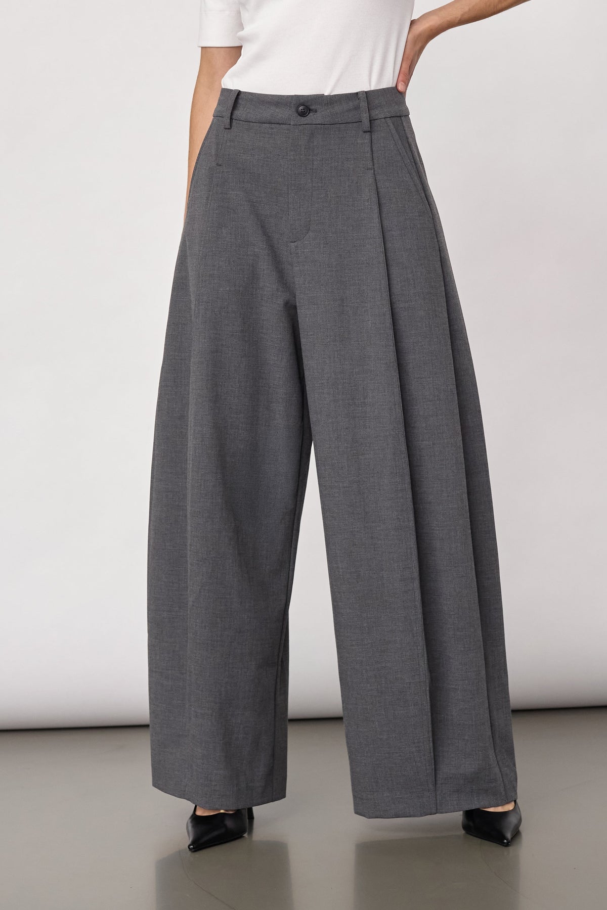 PriscillaCC Pleat Barrel Pant housut harmaa – Co'couture naisten housut, RAGS Oulu (2/5)