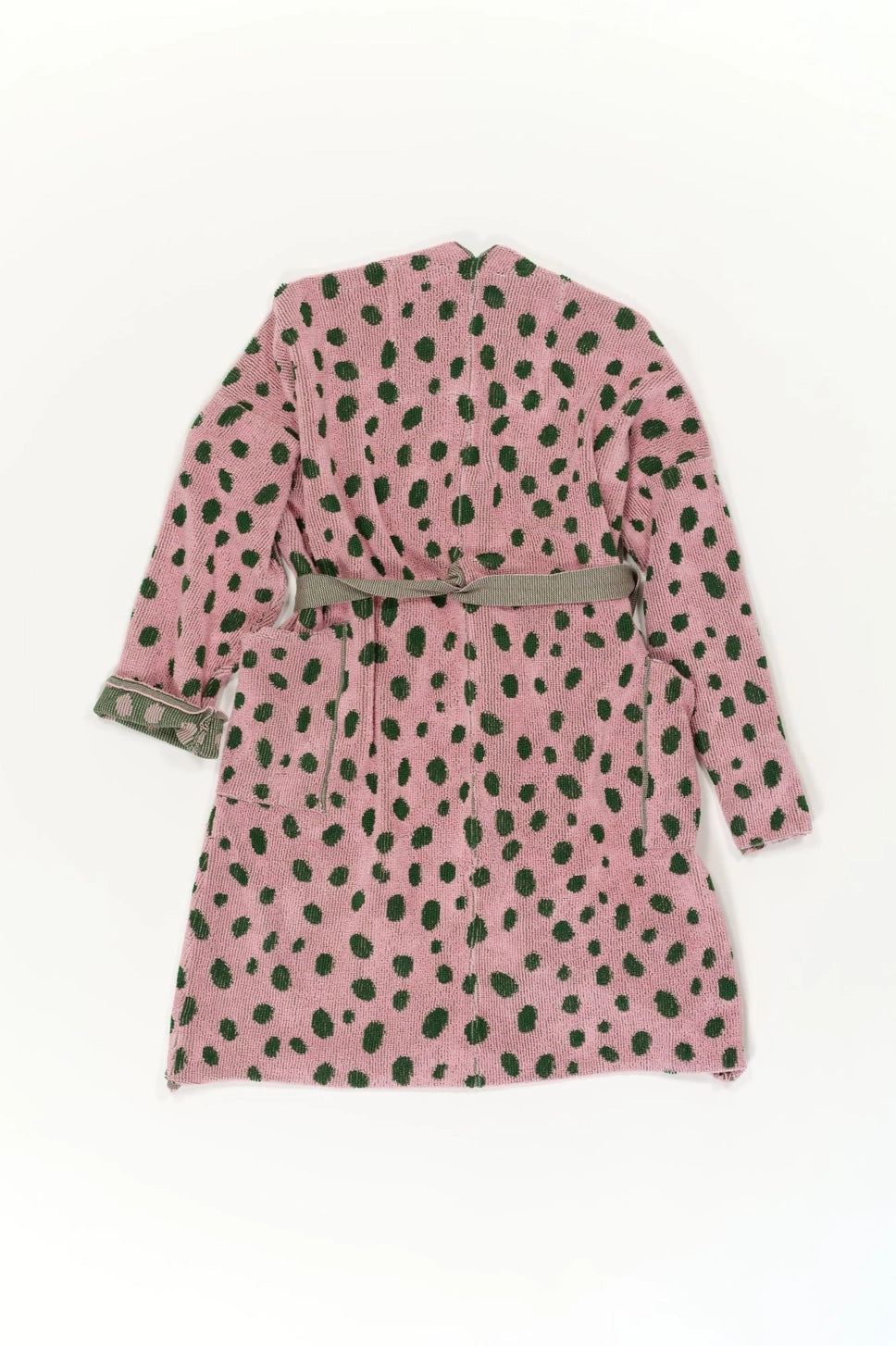 Knitted Bathrobe | Pink & Green | Pebbles towel.studio