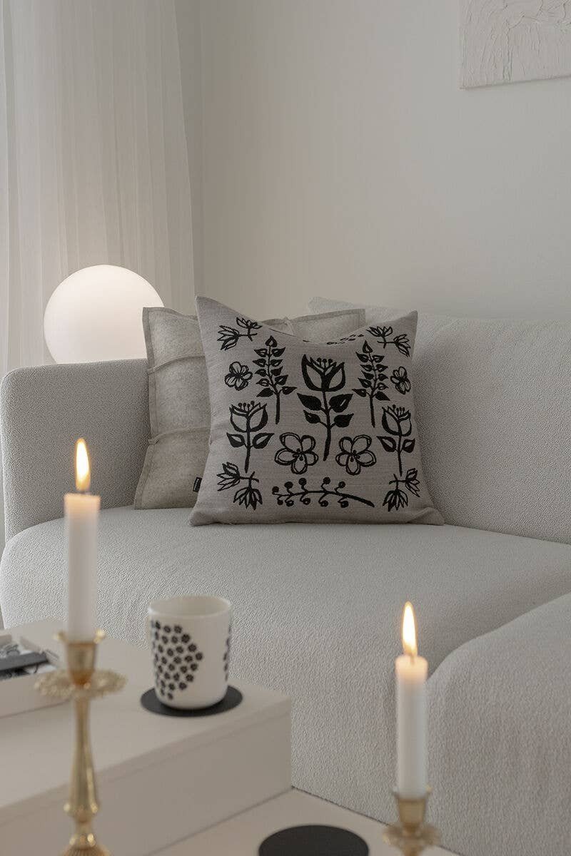 Magic Garden Cushion Cover, Black Pattern Miiko