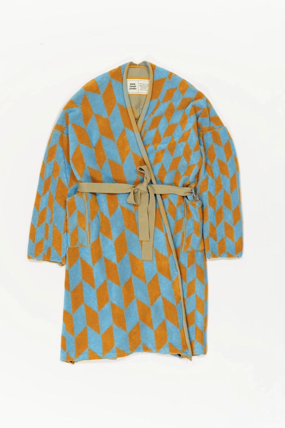 Knitted Bathrobe | Caramel & Sky | Arrow Tail towel.studio