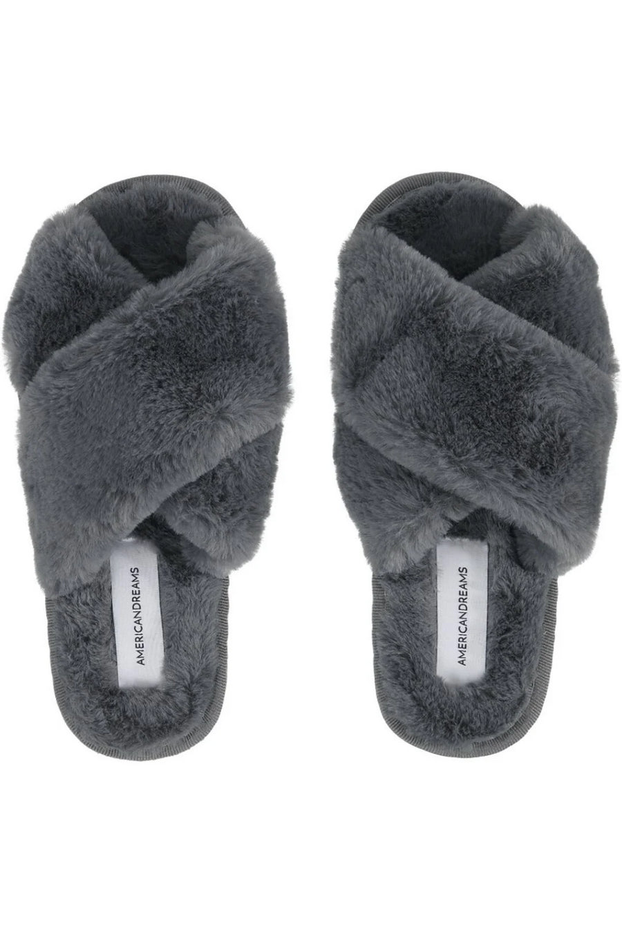 Lou Faux Fur Slippers Dark Grey