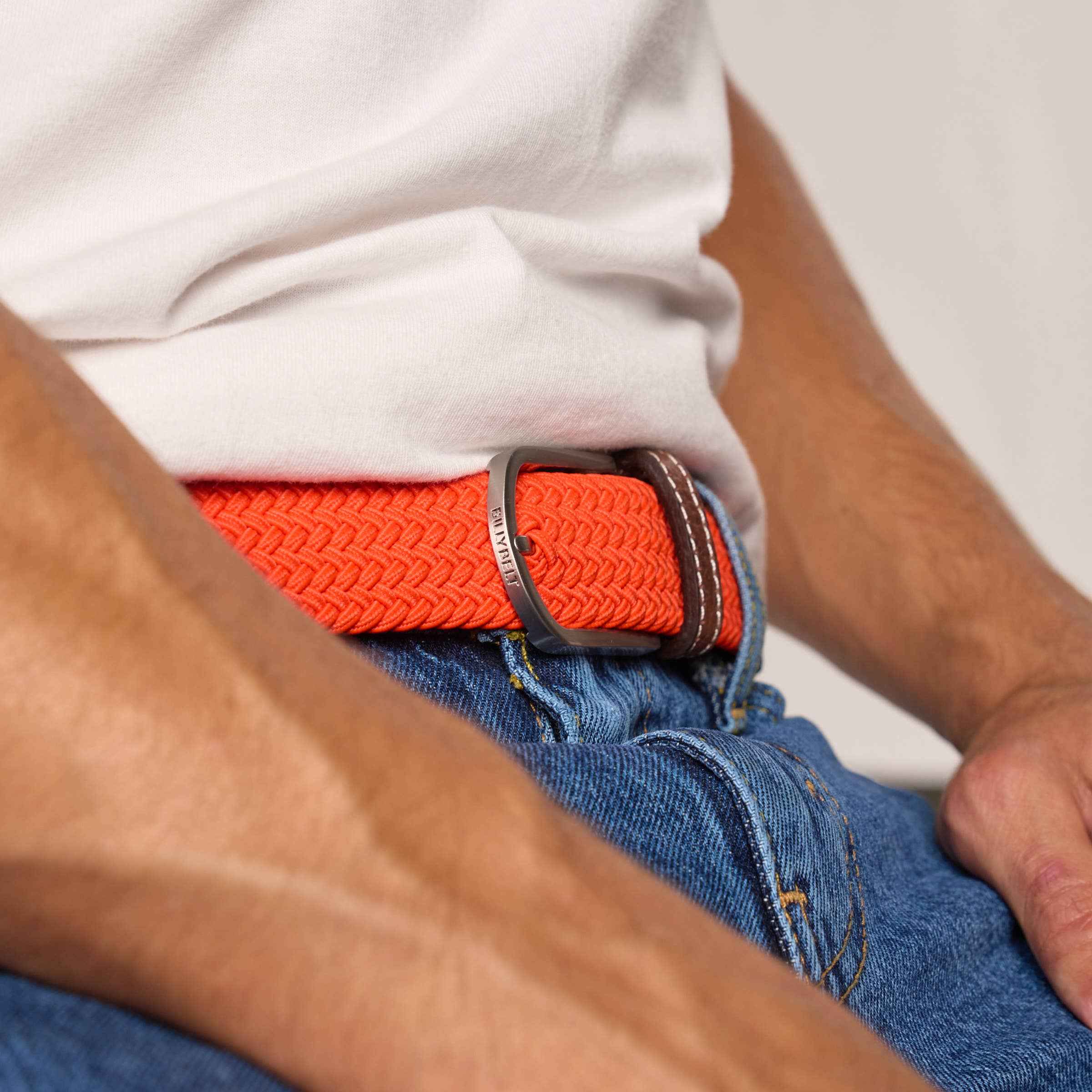 Solid elastic braided belt - Cherry tomato BILLYBELT