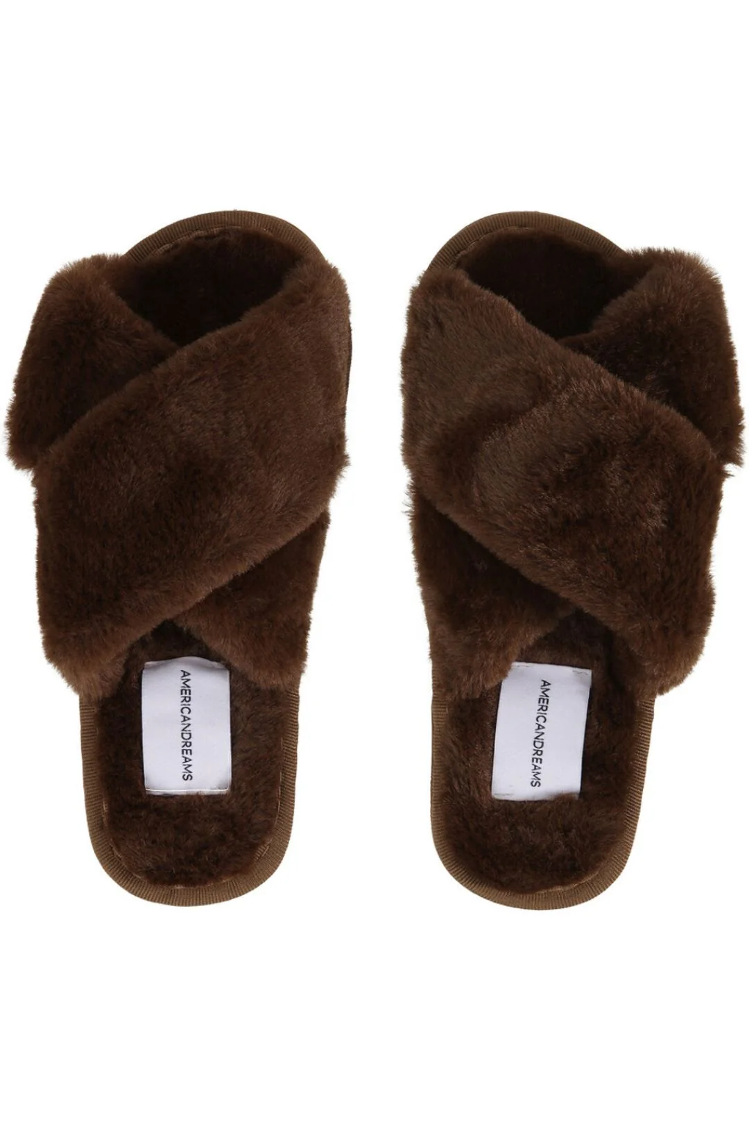 Lou Faux Fur Slippers Chocolate Americandreams